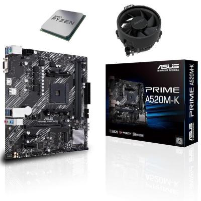 Asus Prime A520M-K DDR4 4600MHz mATX Anakart - AMD Ryzen 5 5600 AM4 İşlemci Tray - AMD Fan Set
