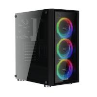 AEROCOOL Powersiz Quartz REVO AE-QRTZ-REVO 4 X RGB FANLI GAMING MID-TOWER KASA Siyah