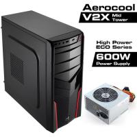 AEROCOOL V2X Serisi AE-V2X-RD600 600W Mid Tower Siyah Kasa Siyah/Kırmızı