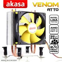 AKASA Venom Atto AK-CC4012ES01 AMD/AM2-3/Intel LGA775/115x Bakır / Alüminyum Heat - Pipe 9 cm Fan İşlemci Soğutucusu