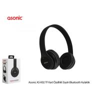 ASONIC AS-K02 Bluetooth Kablosuz Kulaklık, Mikrofon, SD Kart Okuma (Siyah)