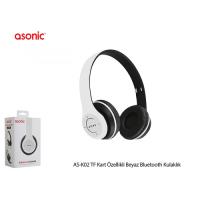 ASONIC AS-K02 Bluetooth Kablosuz Kulaklık, Mikrofon, SD Kart Okuma (Beyaz)