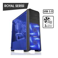 BOOST Royal VK-G1008S PSU Yok Mid Tower Gaming Kasa Siyah 3x120mm Led Fan + Usb3.0