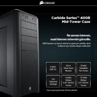CORSAIR mid Tower Powersiz Carbide 400R KC-CC-9011011-WW ATX PC Kasası Siyah