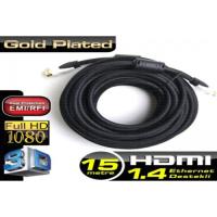DARK DK-HD-CV14L1500 HDMI kablo ( 15 Metre ) v1.4,Dual Molding Altın Uç 4K / 3D, Ağ Destekli, Kılıflı Görüntü Kablosu