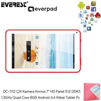 EVEREST EVERPAD DC-1112 512 DDR3 1.3GHZ QUAD 8GB 7 HD Ekran ÇIFT KAMERA Tablet PC Distribitör Kırmızı
