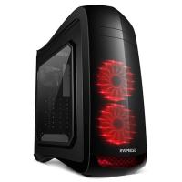 EVEREST mid Tower Powersiz Gaming Rampage Attack ATX PC Kasası Pencereli Siyah 3x 12cm Kırmızı Fan