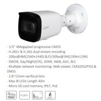 EZ-IP IP Bullet 4mp 2.8-12mm Motorize IPC-B2B40P-ZS 1/2.7 CmoS DWDR 40metre IP Kamera MicroSD H265+ PoE