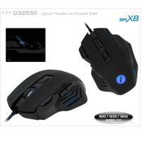 FRISBY USB FM-G3265K Oyuncu Optic Siyah Mouse + Mouse Pad