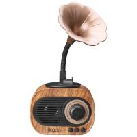Mikado MN-S19 Ahşap Usb+Aux+Tf Kart+Bluetooth Klasik RETRO GRAMOFON Müzik Kutusu