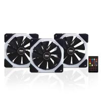 PowerBoost 12cm Halo-Dual Rings 7 Siyah 18x LED RGB 3lü Kasa Fanı Kiti 6pin Hız Kontrollü