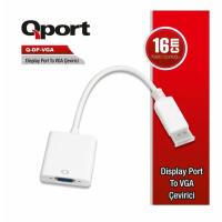 QPORT 0.15metre Q-DP-VGA DisplayPort & Vga Dişi Görüntü Adaptörü Beyaz 1080p