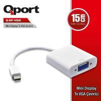 QPORT 0.15metre Q-DP-VGM Mini DisplayPort & Vga Dişi Görüntü Adaptörü Beyaz 1080p