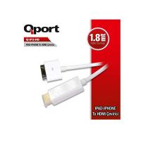 QPORT 1.8metre Q-IP2-HD Thunderbolt & HDMI Çevirici Kablo Beyaz 1080p