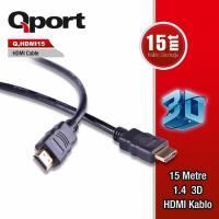QPORT HDMI 15metre Q-HDMI15 HDMI HDMI 1.4v Kablo 3D Altın Kaplama Siyah