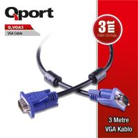 QPORT 3metre Q-VGA3 15pin erkek VGA 15pin erkek VGA Görüntü Kablosu