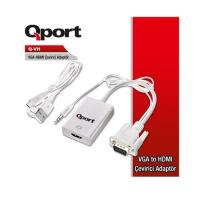 QPORT Q-VH 1 port VGA & HDMI & Ses Çevirici Adaptör Beyaz