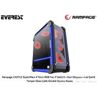 RAMPAGE CASTLE 4X LED FANLI GAMING MID-TOWER PC KASASI SİYAH-MAVİ