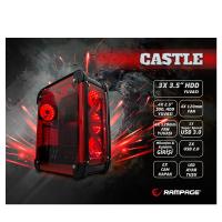 RAMPAGE mid Tower Powersiz Gaming CASTLE ATX PC Kasası Temperli Cam Siyah