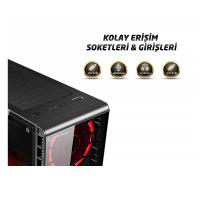 RAMPAGE mid Tower Powersiz Gaming REDSKY ATX PC Kasası Temperli Cam Siyah