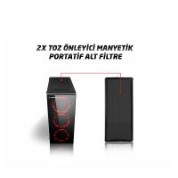 RAMPAGE mid Tower Powersiz Gaming REDSKY ATX PC Kasası Temperli Cam Siyah
