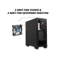 RAMPAGE mid Tower Powersiz Gaming Pulsar V1 ATX PC Kasası Pencereli Siyah