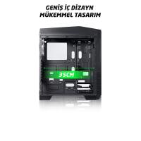 RAMPAGE mid Tower Powersiz Gaming PHANTOM ATX PC Kasası Temperli Cam Siyah