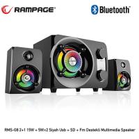 RAMPAGE RMS-G8 2+1 Bluetooth+USB-SD-FM Siyah 25W Hoparlör RGB Ledli
