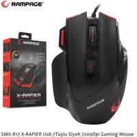 RAMPAGE SMX-R17 X-RAPIER USB Led Aydınlatmalı 7200dpi Ayarlanabilen Ağırlık Gaming Optic Siyah Mouse