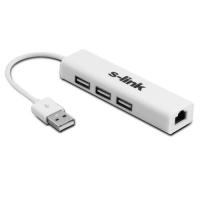 S-LINK SL-U602 10/100 USB Ethernet,3x USB Çoklayıcı