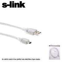 S-LINK SL-UK53 USB AM/MINI 5PIN (3 Metre) Kablo