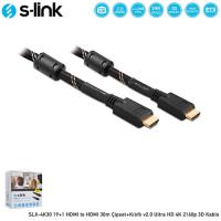 S-LINK SLX-4K30 19+1 HDMI TO HDMI ( 30 Metre ) UHD 4K Altın Uç Çipset + Kılıflı V2.0 Görüntü Kablosu