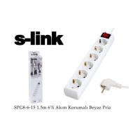 S-LINK SPG8-6-50 6 Priz Enerji Koruma 5 M BEYAZ