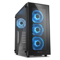 SHARKOON mid Tower Powersiz Gaming TG5 RGB ATX PC Kasası Temperli Cam Siyah 4x 12cm Mavi RGB Fan