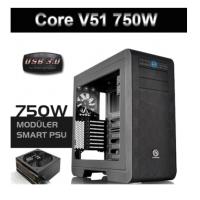 THERMALTAKE mid Tower 750W 80+ Bronze APFC Core V51 CA-3C6-75M1WE-00 ATX PC Kasası Pencereli Siyah