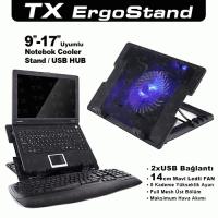 TX TXACNBERGST ErgoStand 9 - 17 Özel Dizayn 14CM FAN+2*USB Notebook Soğutucu / Stand Gri/Siyah
