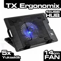 TX TXACNBERGO Ergonomix 9-17 16cm LED FANlı 4 x USB HUBlı Notebook Soğutucu / Stand 5 x Yükseklik Ayarlı