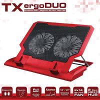 TX TXACNBERGDUORD ErgoDUO 11 - 17 14CM ÇİFT FAN+2*USB Notebook Soğutucu Kırmızı Katlanabilir (Ekran Seviyesini