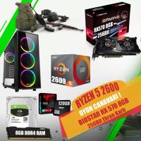 UCUZ OYUN BİLGİSAYARI RYZEN 5 2600 8GB RAM 1TB HDD 120GB RX570 8GB 256BIT SHARKOON RGB KASA