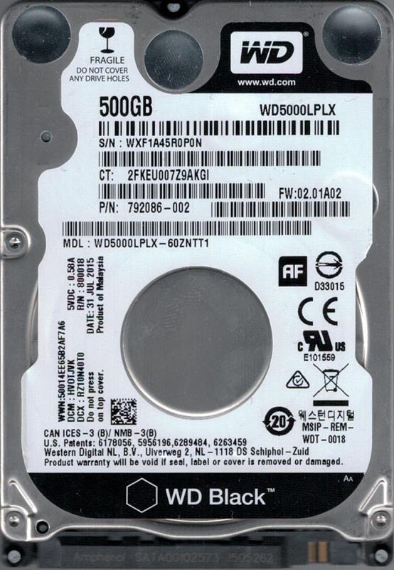WD Black WD5000LPLX 500GB 7200RPM 32MB SATA6Gb/s 2.5" HDD 155.00 TL + KDV