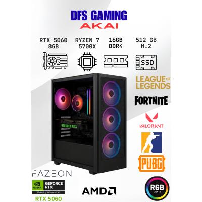 DFS Gaming AKAI RYZEN 7 5700X-B550M-RTX 5060 8GB-16GB RAM-512GB M.2 SSD-OYUNCU BİLGİSAYARI