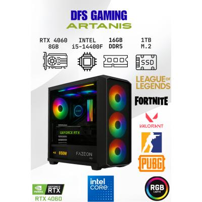 DFS Gaming ARTANIS INTEL i5 14400F-H610M-RTX 4060-16GB DDR5 RAM-1TB M.2 SSD-OYUNCU BİLGİSAYARI
