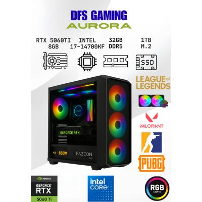 DFS Gaming AURORA INTEL i7 14700KF-H610M-RTX 5060 TI 8GB-32GB DDR5-1TB SSD-SIVI SOĞUTMALI OYUNCU BİLGİSAYARI