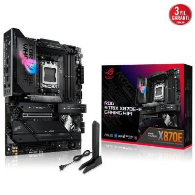 ASUS ROG STRIX X870E-E GAMING WIFI, 4xDDR5, 5xM.2, HDMI, DP, Type-C, PCIe 5.0, 2xWi-Fi 7, Bluetooth v5.4, AM5 Soket GAMING Anakart