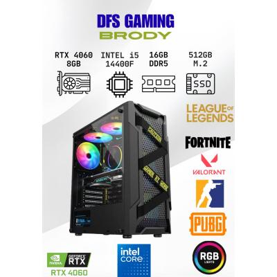 DFS Gaming BRODY INTEL i5 14400F-H610M DDR5-RTX 4060-16GB DDR5 RAM-512GB NVME M.2 SSD-OYUNCU BİLGİSAYARI