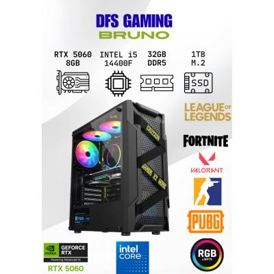 DFS Gaming BRUNO INTEL i5 14400F-H610M-RTX 5060-32GB DDR5 RAM-1TB M.2 SSD-OYUNCU BİLGİSAYARI