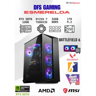 DFS GAMING ESMERALDA RYZEN 7 7800X3D-B650M-RTX 5070 12GB-32GB DDR5 RAM-1TB M.2 SSD-OYUNCU BİLGİSAYARI