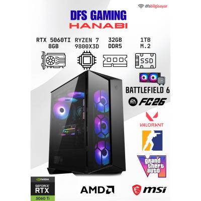 DFS GAMING HANABI RYZEN 7 9800X3D-B650M-RTX 5060 TI 8GB-32GB DDR5 RAM-1TB M.2 SSD-OYUNCU BİLGİSAYARI
