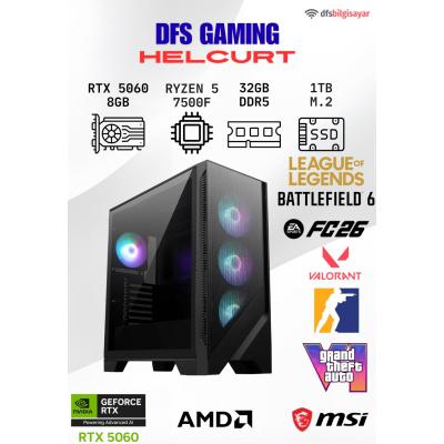 DFS GAMING HELCURT RYZEN 5 7500F-B650M-RTX 5060-32GB DDR5 RAM-1TB M.2 SSD-OYUNCU BİLGİSAYARI