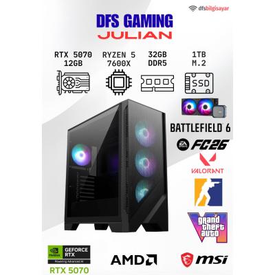 DFS GAMING JULIAN RYZEN 5 7600X-B650M-RTX 5070 12GB-32GB DDR5 RAM-1TB M.2 SSD-OYUNCU BİLGİSAYARI